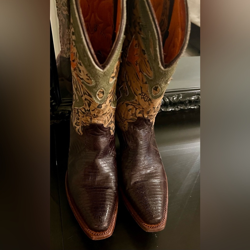 Frye Lilly Lizard/Tooled leather/Boho Western Boots - Picture 3 of 14